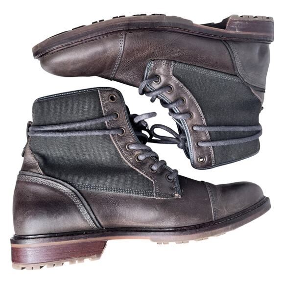 Vintage ALDO Brown Leather Canvas Combat Boots Men’s US 10 EU 43 Made Portugal main image 14